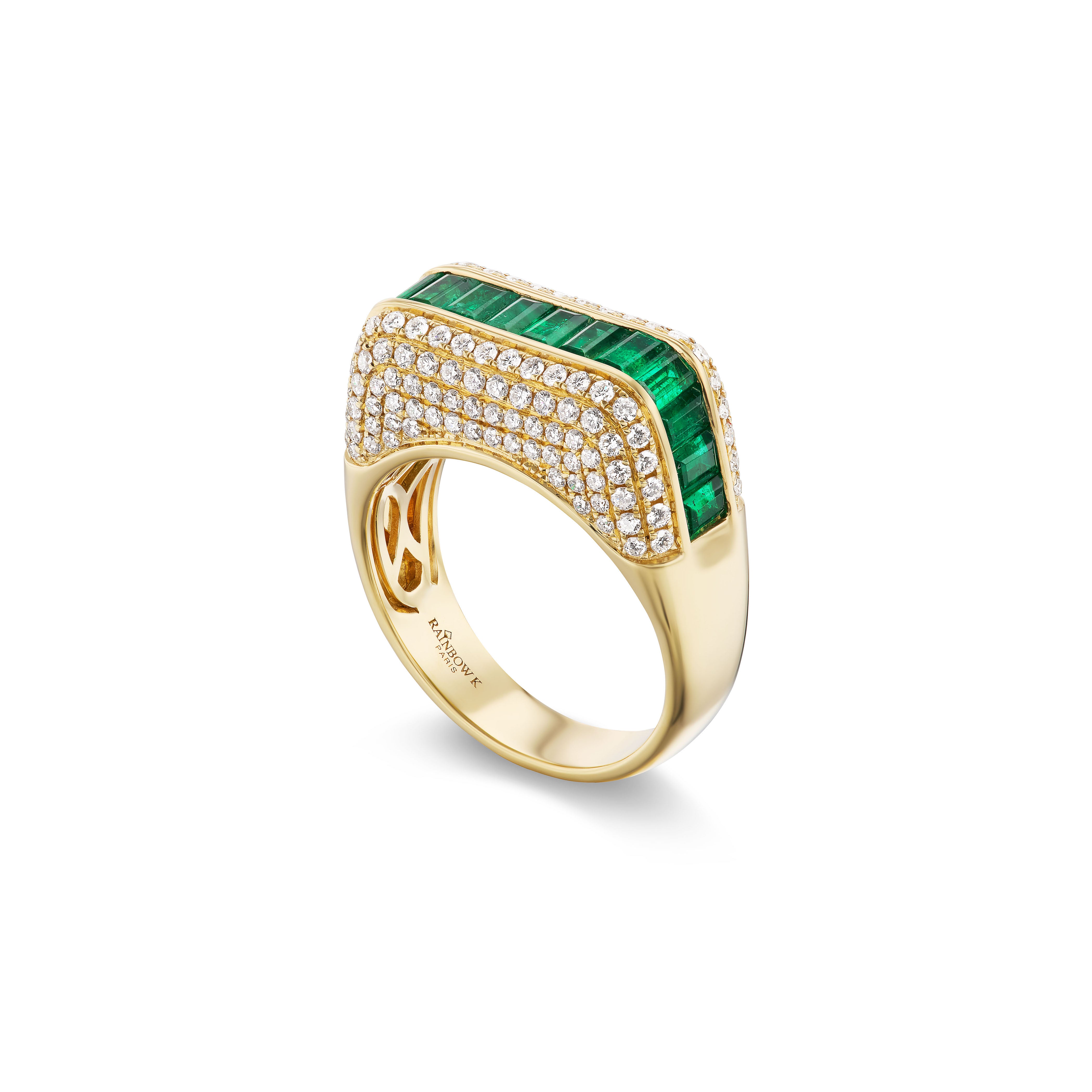 Emerald Empress Ring by Rainbow K 14k  yellow gold and diamond Tiny Gods