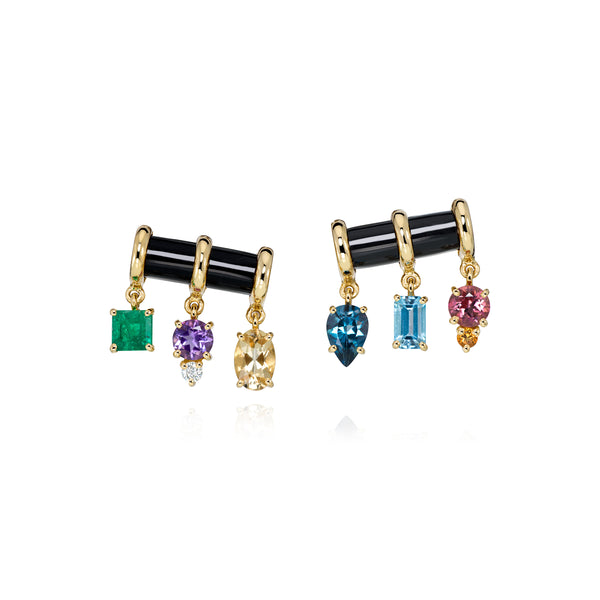 Theodora Earrings by Sauer emerald onyx diamond rainbow
