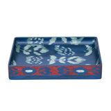 Silvia Furmanovich Home Collection Marquetry Blue Jeans Ikat Wood Vide Poche Tray Tiny Gods