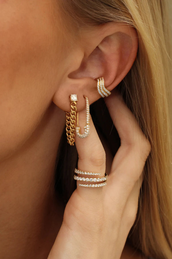 18K yellow gold Diamond Wave Ear Cuff by Anita Ko Tiny Gods on model curated ear