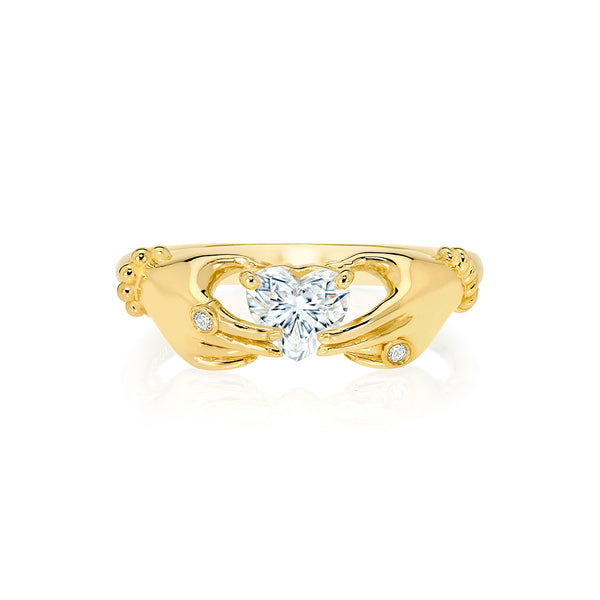 Emerald & Diamond Gold Ladies Claddagh Ring | ShanOre