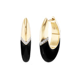 18k yellow gold black agate oval earrings with diamonds by Emily P. Wheeler Tiny Gods
