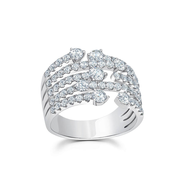 18k white gold medium cage ring with round white diamonds by Graziela Gems Tiny Gods
