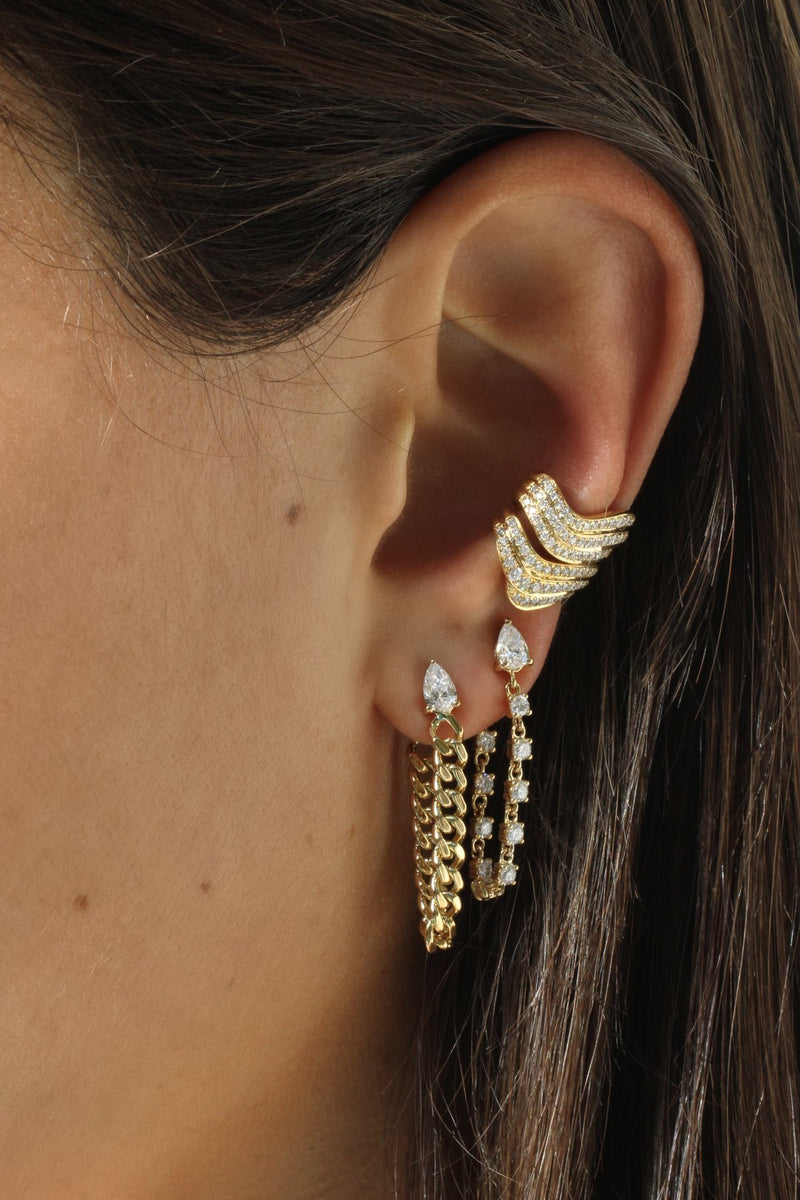 Cuban Link Loop Earring with Pear Diamond