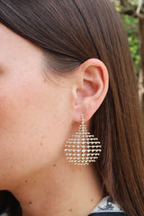 18k yellow gold small diamond disco earrings by Fernando Jorge Tiny Gods on model