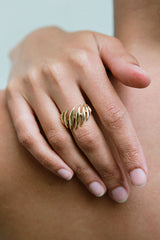 18k yellow gold Small Flame Ring by Fernando Jorge Tiny Gods on model