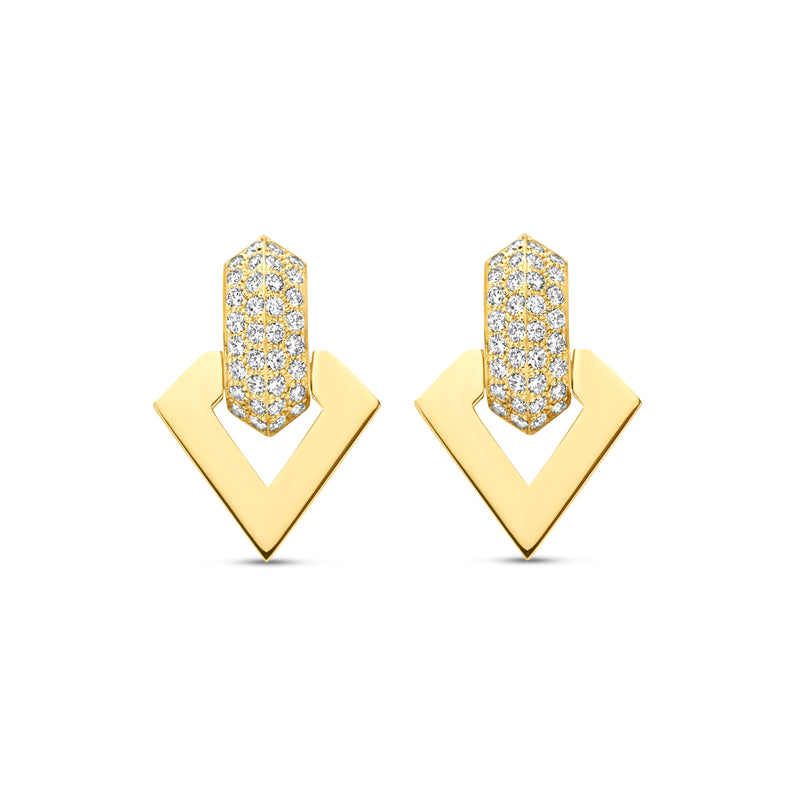 18k yellow gold brute diamanti diamond hanging earring by Dries Criel Tiny Gods