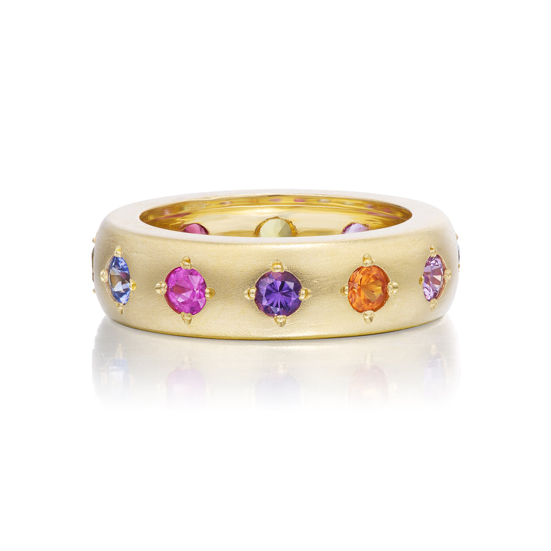 18K yellow gold Rainbow Sapphire Gypsy Ring by Jenna Blake Tiny Gods View 2