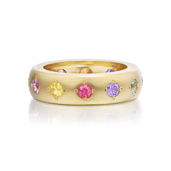 18K yellow gold Rainbow Sapphire Gypsy Ring by Jenna Blake Tiny Gods View 1