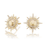 18k yellow gold Il Sole Stud earring suns with diamond detail by Sorellina