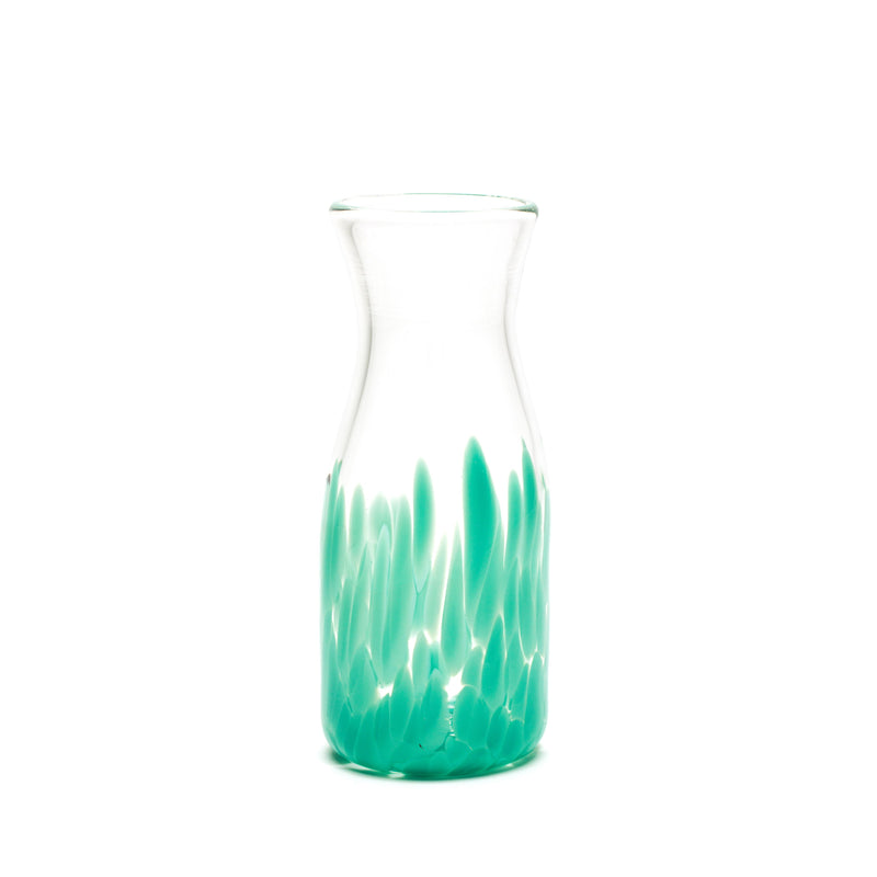 Teal spotted carafe, hand blown by Paul Arnhold Glas