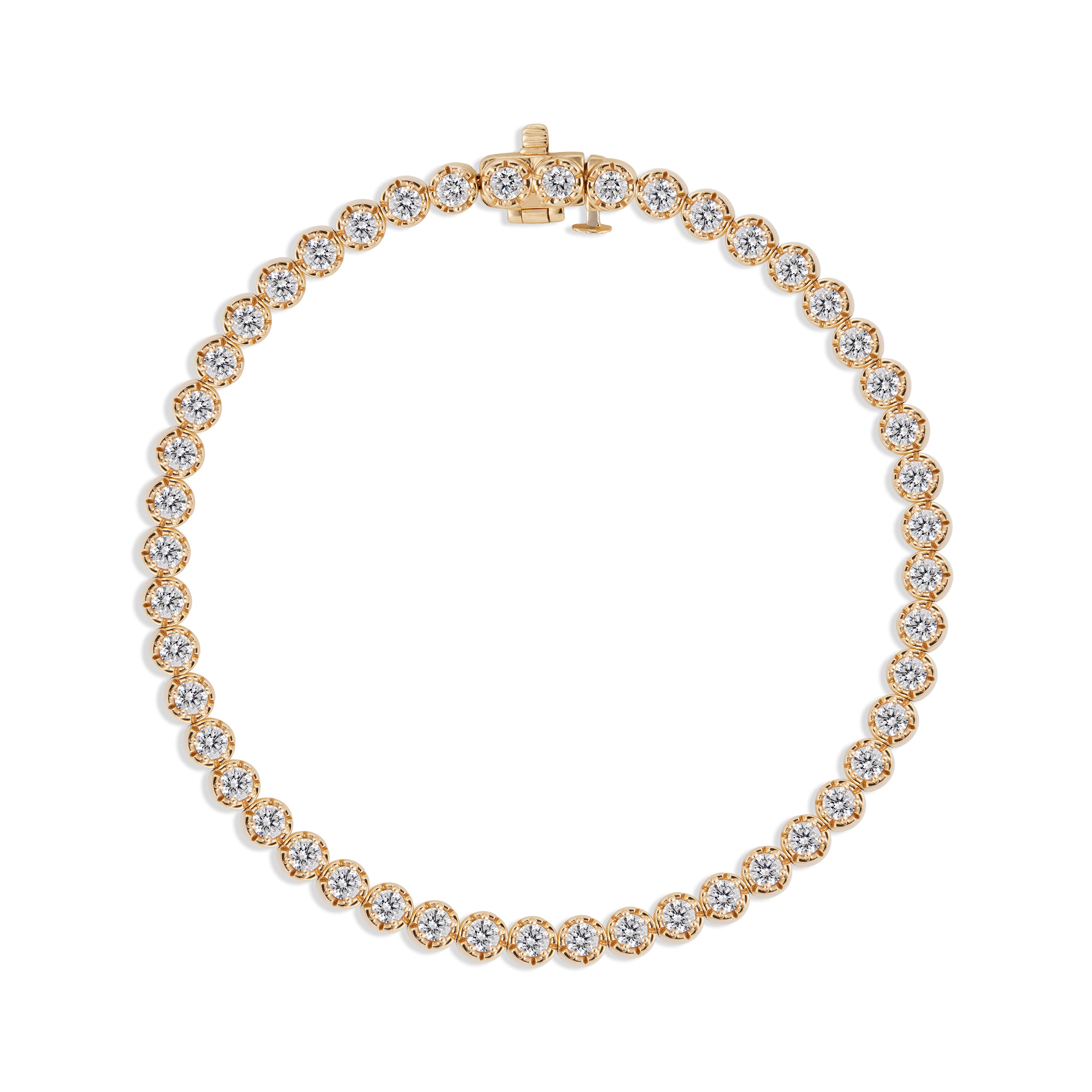 14k yellow gold bezel prong diamond tennis bracelet exclusive tiny Gods 