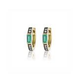 18k yellow gold otto earrings with emerald, diamonds and black rhodium detail by Sorellina